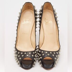 Christian Louboutin Black and Silver Spiked Heels